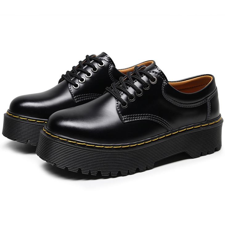 8053 Leather Platform Casual Shoes  | Womens/ Mens  Oxfords Mens Black — Polished Smooth