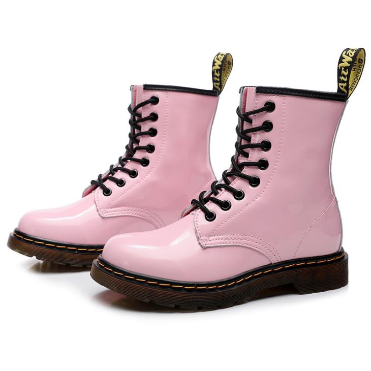 Junior Heart Nappa Patent Leather Pull-On Boots  | Kids  Boots Boots Black+Pink — Patent Leather