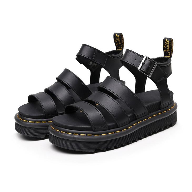 Ricki Nappa Lux Leather 3-Strap Platform Sandals  | Womens  Sandals Sandals Black — Nappa Lux